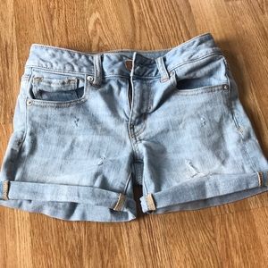 light wash jegging shorts
